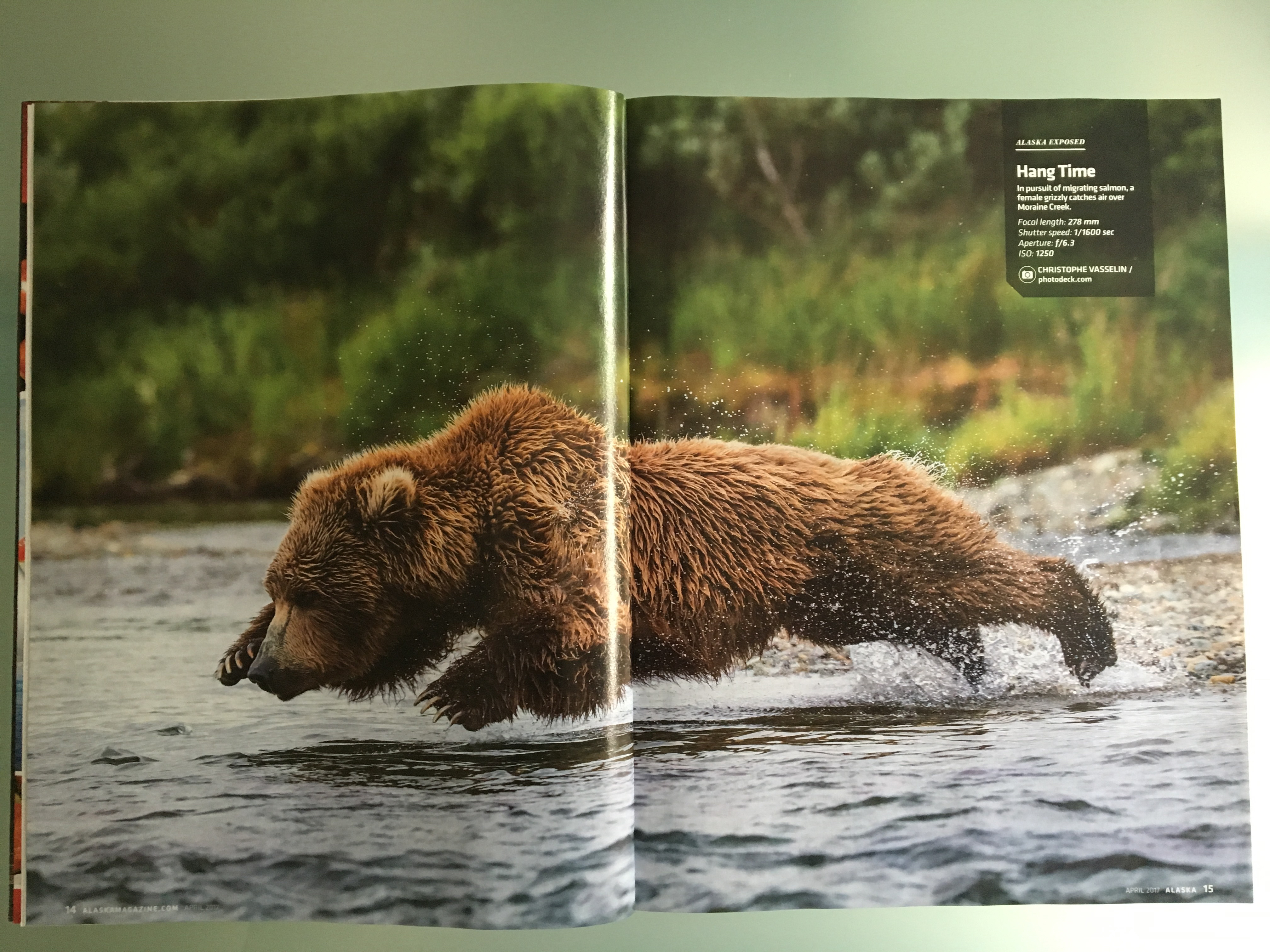 Hang Time double-page feature in Alaska Magazine